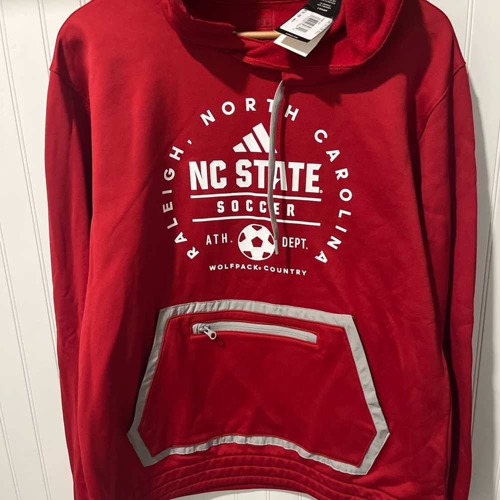 New Mens Adidas North Carolina State NC State Wolfpack Soccer Hoodie Size Large